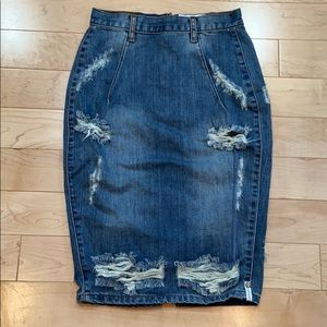 Denim midi skirt